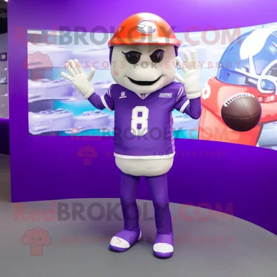 Produktbild von Lila REDBROKOLY American-Football-Helm Maskottchen kostüm mit Poloshirt und Manschettenknöpfen
