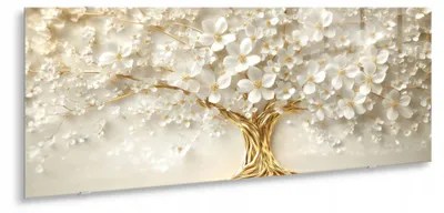 Productafbeelding van STYLER Glaswanddecoratie, 50x125 cm, gouden boom, natuurmotief, decoratie voor woonkamer, slaapkamer, hal, modern design
