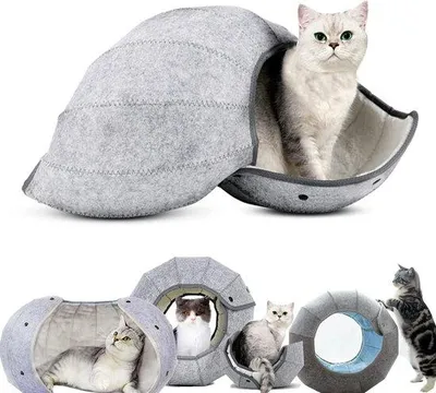 Produktbild von Famanu Katzenbett Muschelform - Abnehmbares Tunnelspeelzeug