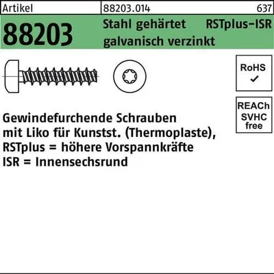 Produktbild von Reyher  Schrauben für Kunstst. LIKO & ISR 2,2x6-T6 geh., Zn (1000 Stück)