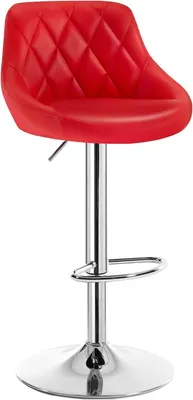 A red bar stool on a white background.