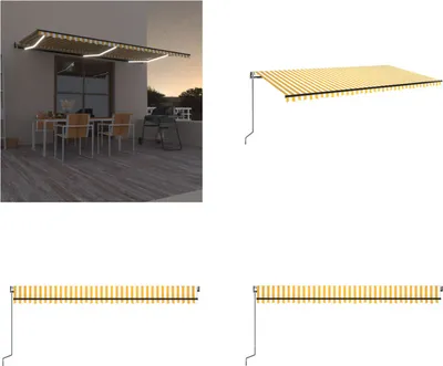 Produktbild von vidaXL Automatische Markise mit LED & Windsensor 600x350 cm Gelb/Weiß - Markise - Markisen - Sonnendach - Sonnendächer