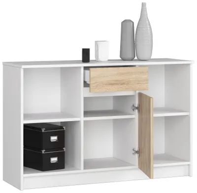 Produktbild von AKORD Furniture Factory OP0LKOMBIASON, Weiß, Eiche, 1 Schublade(n), Matt, 6 Regale, 1 Tür(en), 16 mm