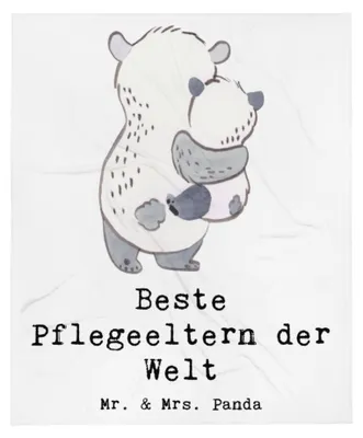 Produktbild von Mr. & Mrs. Panda Kuscheldecke Panda Beste Pflegeeltern der Welt - Weiß - Geschenk, Geschenkidee, Adoption, Papa, Schlafdecke, Mama, Bettüberwurf, Dankeschön, Tagesdecke