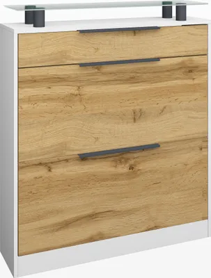 Produktbild von Schuhschrank "Tom 1" stehend, weiß-eiche