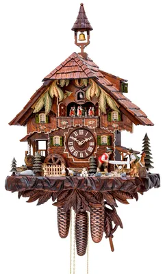 Produktbild von Cuco Clock Kuckucksuhr Schwarzwalduhr "Sägewerk" 30 x 48 x 52cm Wanduhr aus Holz, 8 - Tage Werk, automatische Nachtabschaltung