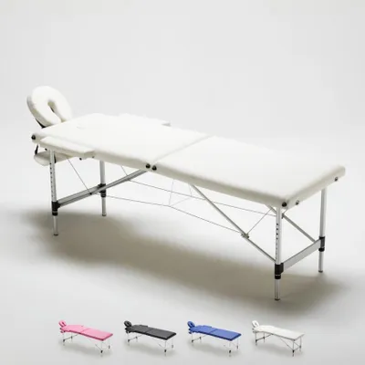 Produktbild von Aluminium Klappbar Massageliege Tragbar 2-Zonen 210 cm Shiatsu - Weiß