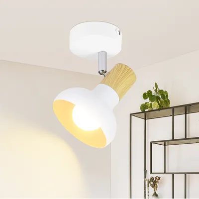 Produktbild von ZMH Deckenstrahler 1 Flammig Deckenleuchte Vintage Deckenlampe Weiß Flur Strahler Industrial Metall Deckenspots E14 Retro Innen 350°Schwenkbar Spots für Schlafzimmer Wohnzimmer(Ohne Leuchtmittel)