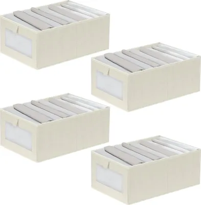 Produktbild von Set aus 4 Kleiderschrank-Organizern - Aufbewahrungsboxen für Hosen und Hemden - Faltbar und Platzsparend