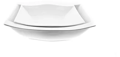 Image de set de 2 saladiers carrés en porcelaine Assiette de service en blanc