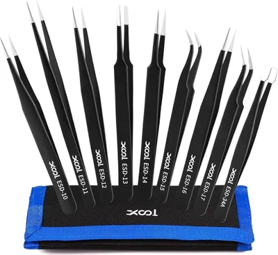 Zdjęcie produktu dla XOOL 9-częściowy zestaw precyzyjnych pęset ze stali nierdzewnej