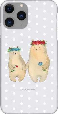 Produktbild von Mr. & Mrs. Panda Iphone 11 Pro Handyhülle Bären mit Blumenkranz - Grau Pastell - Geschenk, Handy Case, Mutti, Premium Kunststoff, Kinder, Family, Tochter, Muttertag