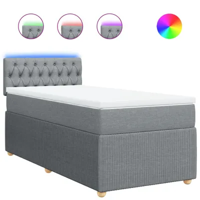 Produktbild von Boxspringbett mit Matratze Hellgrau 90x200 cm Stoff
