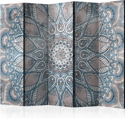 Produktbild von 5-teiliger Doppelseitiger Vlies Paravent - Mandala II 225x172 cm p-C-0038-z-c