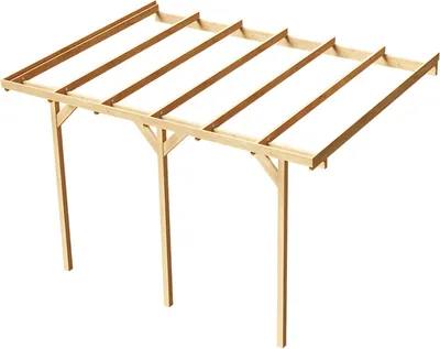 Produktbild von Wood&Play Wandgaragenunterstand aus Holz - 350 x 484 cm