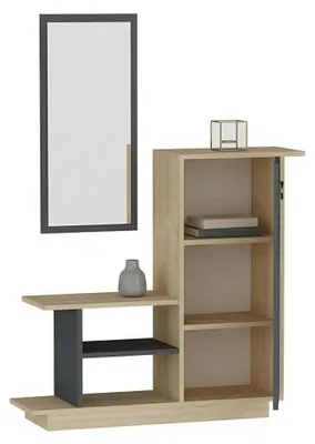 Produktbild von Nibbiola - Flurmöbel, 80x30x90h cm, Eiche braun, mit Spiegel