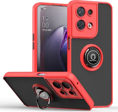 Produktbild von OPPO Reno8 Hülle, Ring Halter Ständer Matte Transluzent TPU Rahmen Stoßfest Schutzhülle für OPPO Reno8