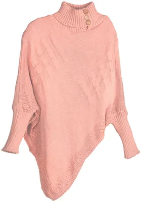 Produktbild von styleBREAKER Damen Feinstrick Poncho mit Zopfmuster und Ärmeln, Schalkragen 08010055