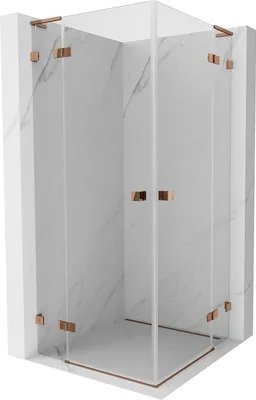 Produktbild von Mexen Lunar L Duo Duschkabine klappbar 75 x 75 cm, transparent, Roségold - 834L-075L-075P-60-00