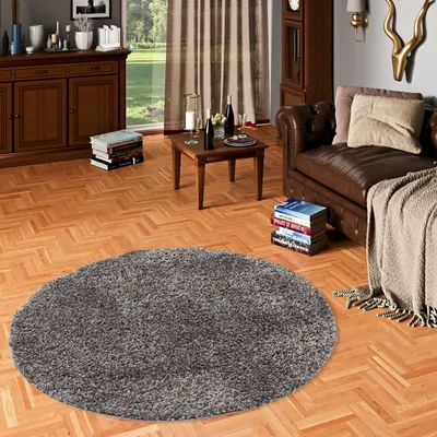 Produktbild von Hochflor Langflor Shaggy Teppich Comfy Mix Anthrazit Rund, Größe:200 cm Rund