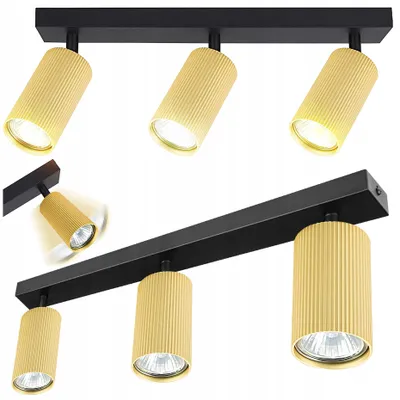 Produktbild von MasterLED Deckenstrahler - GU10, 3-flammig, Schwarz, Gold, schwenkbar - Moderne verstellbare LED Deckenleuchte für das Wohnzimmer