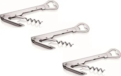 Produktbild von Korkenzieher mit Kapselheber 3 Stück Flaschenöffner Kellnermesser Kellnerbesteck