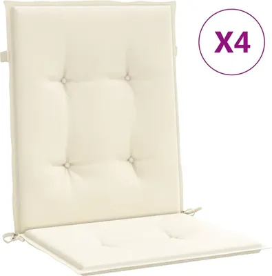 Obrázek produktu pro vidaXL Polštáře na zahradní židle s nízkým opěradlem, 4 ks, krémové, 100 x 50 x 2 cm