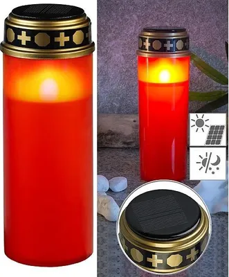 Image de Bougie funéraire solaire LED XXL rouge