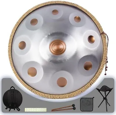 Produktbild von Handpan Trommel Premium Handpan Instrument für Erwachsene und Anfänger - 432Hz 18 Zoll 9 Töne D-Moll Kurd(Silber)