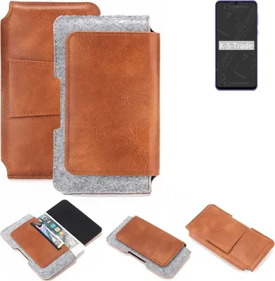 Produktbild von K-S-Trade Handyhülle Schutzhülle kompatibel mit Ulefone Note 6 Gürteltasche Holster Gürtel Tasche Smartphone Tasche Handy Hülle Polyurethan+ Filz, braun