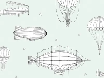 Produktbild von Wandtapete für das Kinderzimmer LUFTSCHIFF Weiß