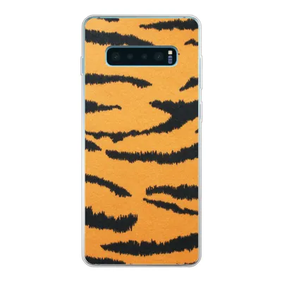 Produktbild von MuchoWow® Handyhülle Schutzhülle Hülle für Samsung Galaxy S10 Plus Tigerdruck - Braun - Orange Silikon Softcase Handy Hülle - Schutzhülle