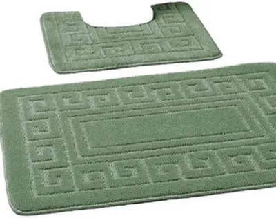Productafbeelding van Famanu badmatset, 2-delig - Antislip, groen - 1 badmat (50 x 80 cm) en 1 toiletmat (50 x 40 cm)