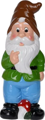 Produktbild von Gartenzwerg 30 cm aus Keramik Zwerk Wichtel Gartendeko mit brauner Mütze