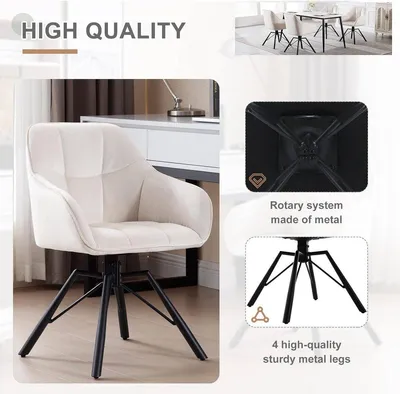 Produktbild von Drehbarer Esstischstuhl – Stuhl mit Samtbezug – Breite Sitzfläche – Ergonomisches Design