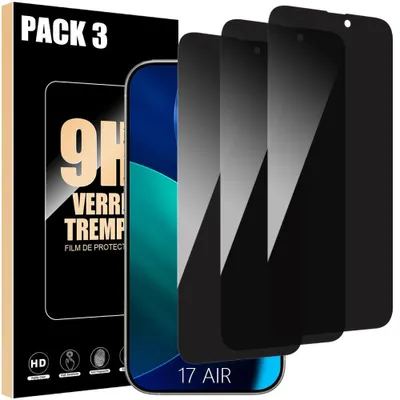 Image de 3x Verre Trempé Anti-Espion pour iPhone Air - Installation Facile Antichoc Résistant 9H