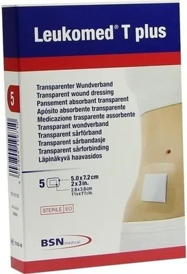 Obrázek produktu pro Leukomed T plus transparentní obvaz na rány 5 x 7,2 cm, 5 náplastí
