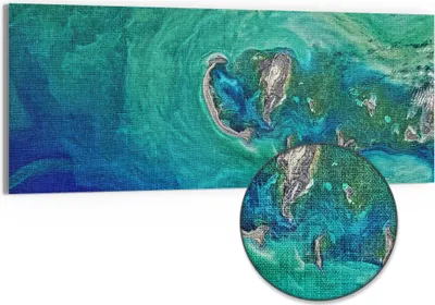 Produktbild von DEQORI Hybrid Leinwand Bild 150x60 cm 'Herz der See' Wandbild Glas flach modern