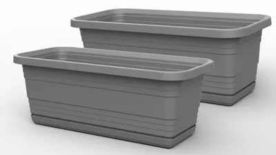 Image de Lot de 2 pots rectangulaires en plastique avec soucoupe