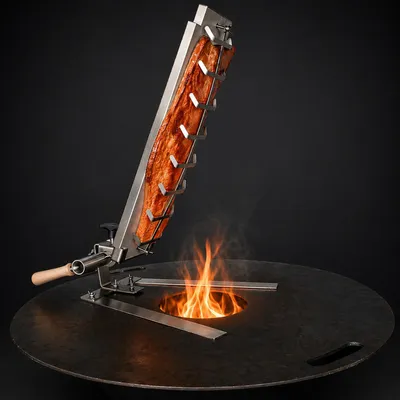 Produktbild von Flammlachsblech 60x18cm aus Edelstahl inkl. Edelstahlstandfuß für Grillplatten