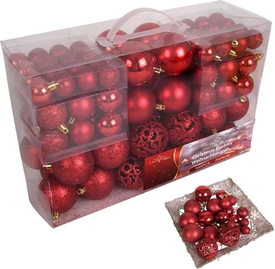 Produktbild von Weihnachtsbaumkugeln 100er-Set Baumschmuck Christbaumkugeln Weihnachtskugeln , Farbe:rot