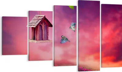 Produktbild von Bild auf Leinwand - Leinwandbild - Vögel Wiese Garten Dekoration - 100x60cm - Wand Bild - Wanddeko - Leinwanddruck - Bilder - Kunstdruck - Wanddekoration - Leinwand bilder - Wandkunst - EG100x60-3115