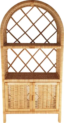 Obrázok produktu pre WikliBOX - Veľký prírodný prútený regál na knihy s dvierkami, prútený kôš 50x27x100 cm