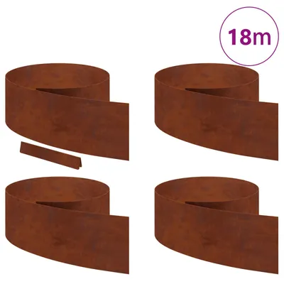 Image de vidaXL Bordure de pelouse, 4 pièces, aspect rouillé, 450 x 0,05 x 25 cm, en acier résistant aux intempéries