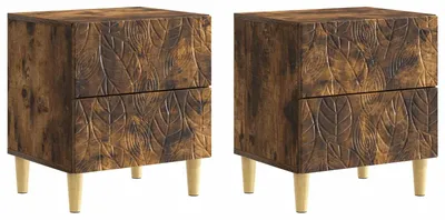Productafbeelding van Nachtkastje 2 pcs Gerookt eiken 43 x 34,5 x 48 cm Bewerkt hout