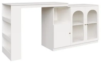 Obrázok produktu pre Rozťahovací jedálenský stôl s úložným priestorom, otočný o 360°, biela farba, rozmer 120x40x97 cm