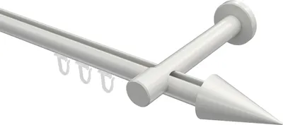 Produktbild von Interdeco Innenlaufstange / Gardinenstange mit Innenlauf Weiß, Typ Prestige Savio (Kegel), 20 mm Ø 1-läufig, 100 cm