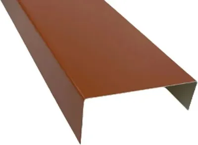 A close-up studio shot of a brown metal U-profile.