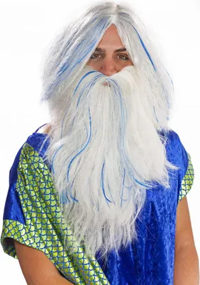 Produktbild von Weiß-Blaue Poseidon Perücke für Fasching
