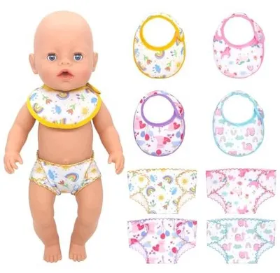 Zdjęcie produktu dla Zestaw pieluszek dla lalek śliniaczki ubranka dziewczynki 8 szt